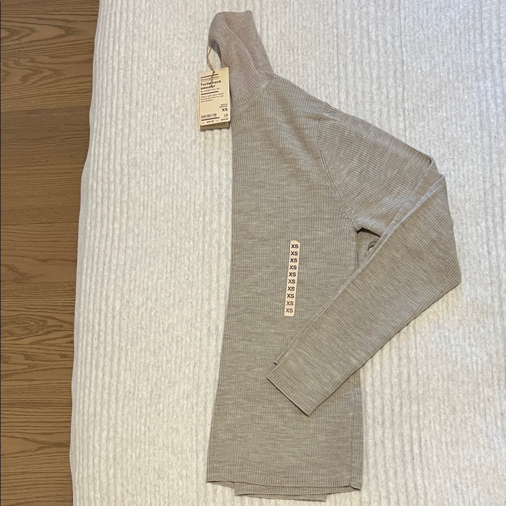 Muji oatmeal  Ribbed Long Sleeve Top